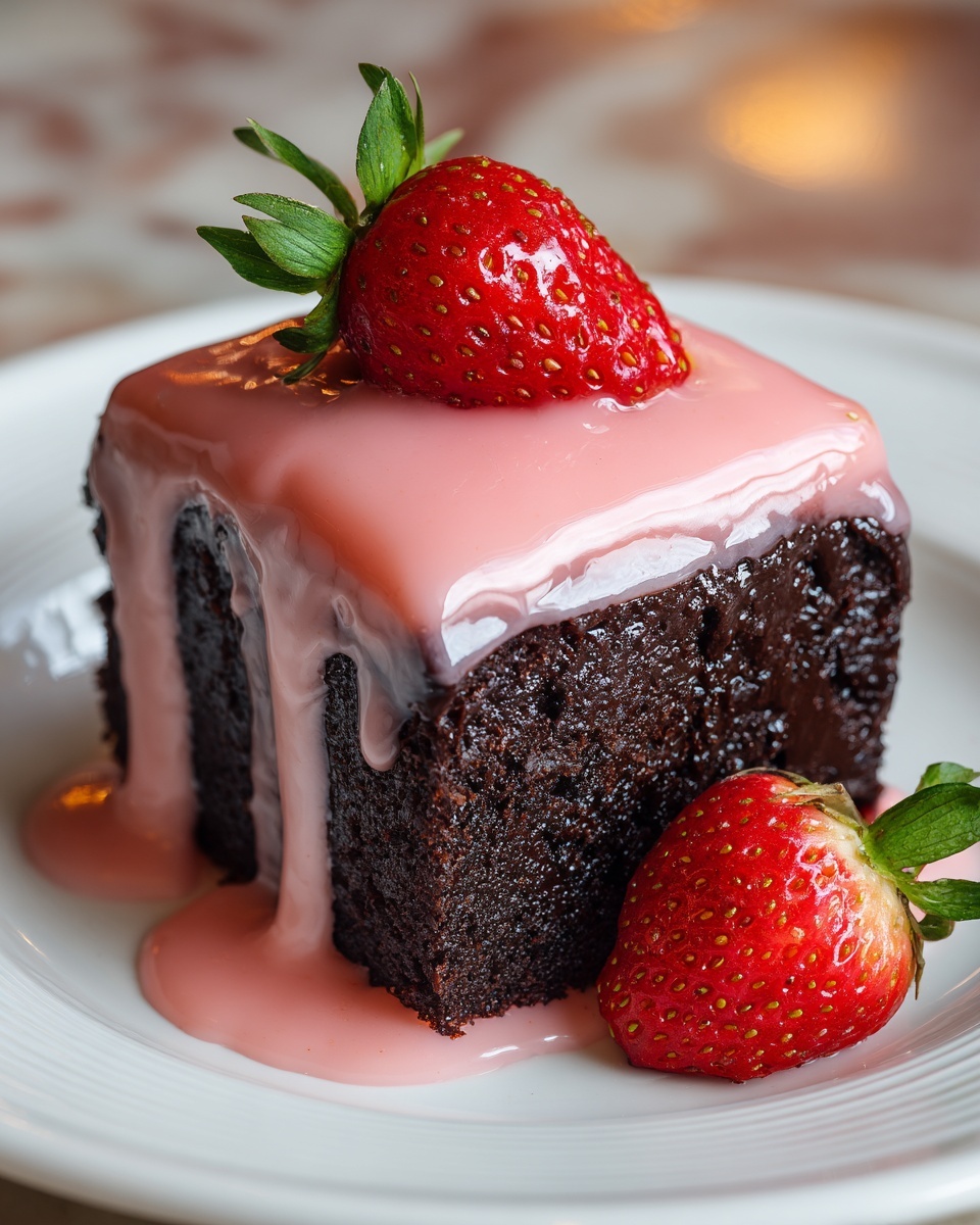 Strawberry Brownies with Pink Glaze Recipe - Recipe Image
