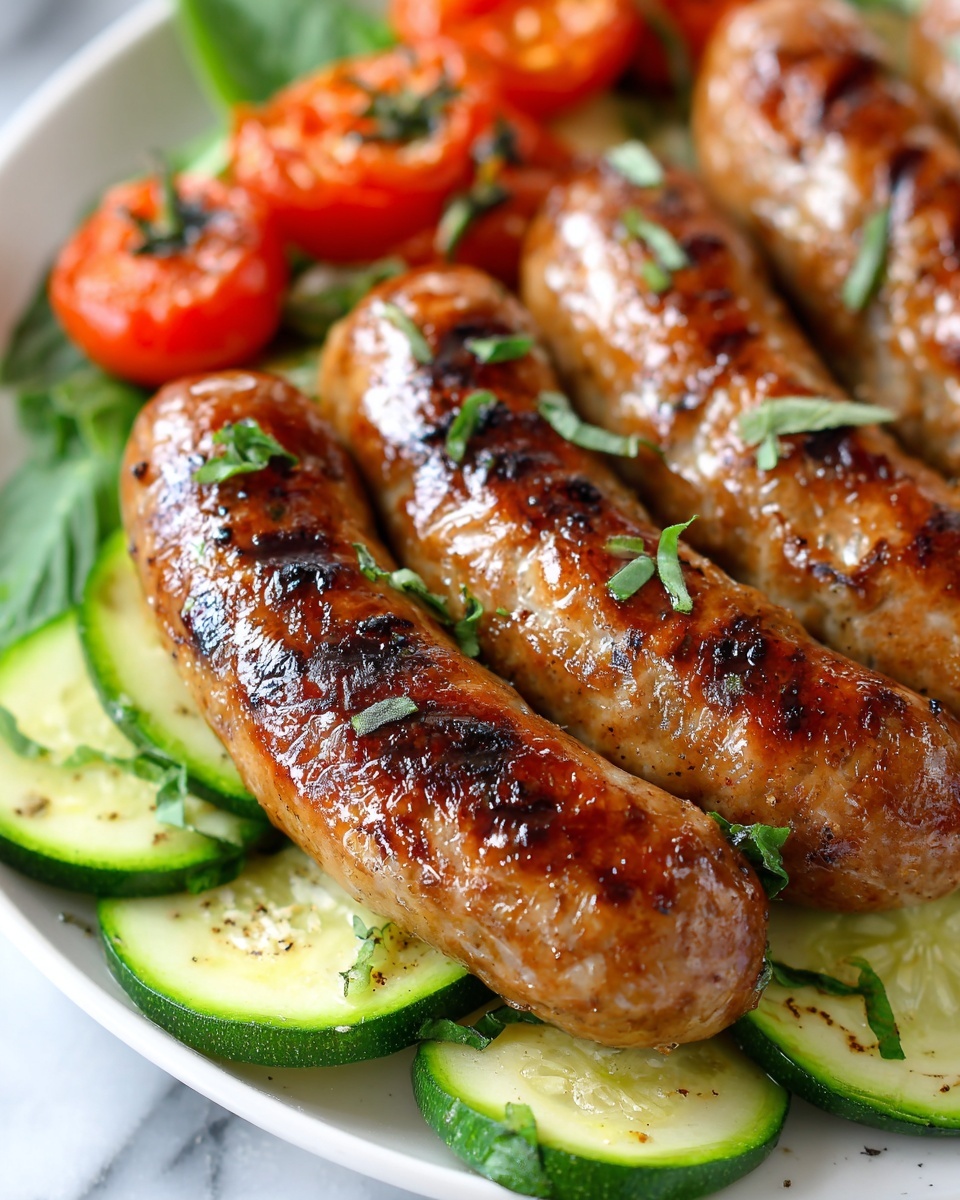 Chicken Sausages with Zucchini, Tomatoes & Pasta Recipe - Recipe Image