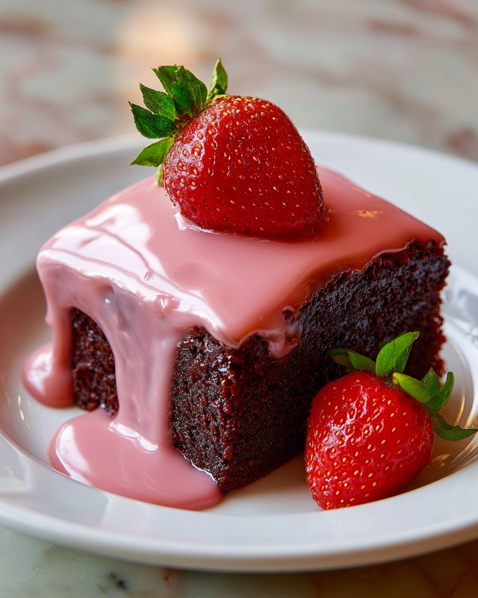 Strawberry Brownies with Pink Glaze Recipe - Recipe Image