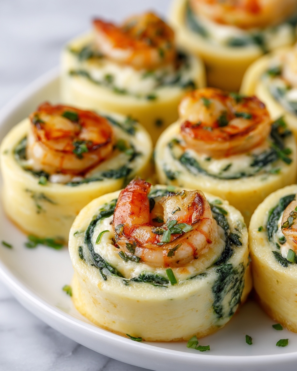 Shrimp and Spinach Stuffed Pasta Rolls Recipe - Recipe Image
