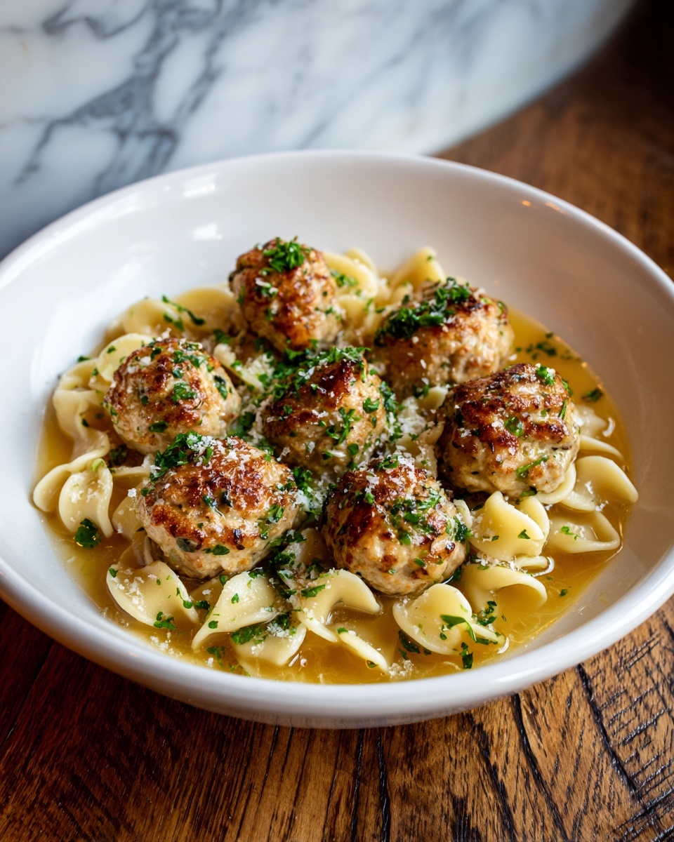 Baked Sage Chicken Meatballs with Parmesan Orzo Recipe - Recipe Image