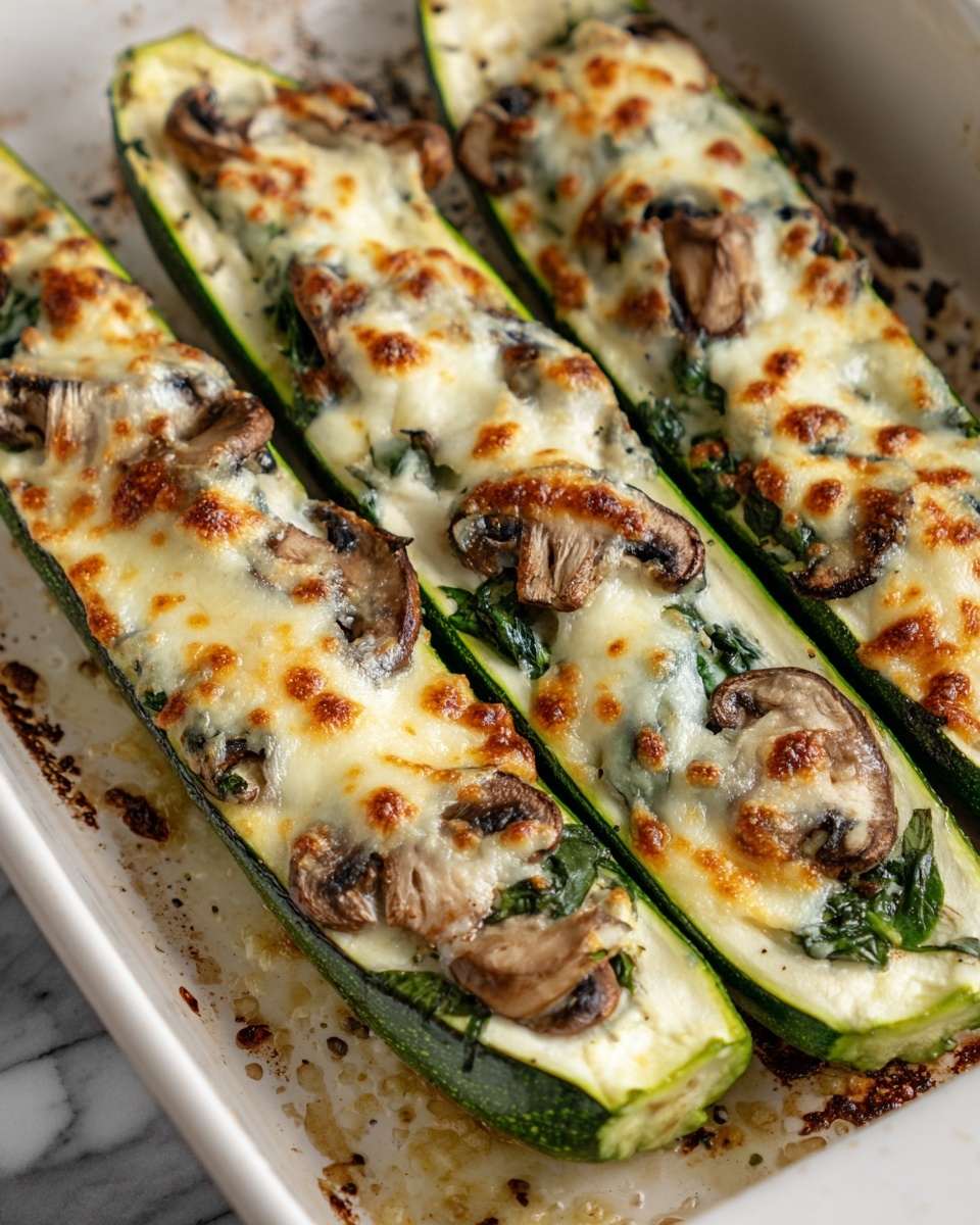 Spinach, Mushroom, and Ricotta Stuffed Zucchini Recipe - Recipe Image