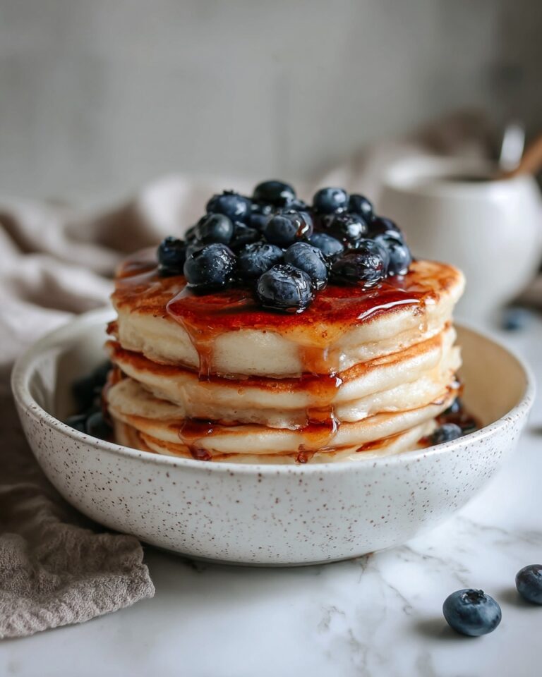 Mini Pancake and Blueberry Bowl with Caramel Drizzle Recipe