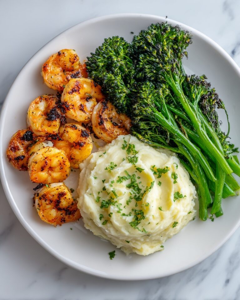 Cajun Shrimp with Mashed Potatoes and Roasted Broccolini Recipe