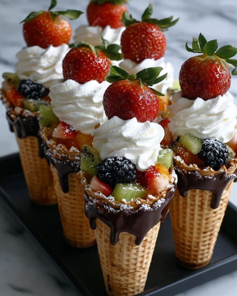 Chocolate Dipped Fruit Filled Cones Recipe