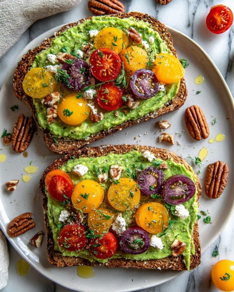 Avocado Toast with Feta, Cherry Tomatoes, Cranberries, and Walnuts Recipe