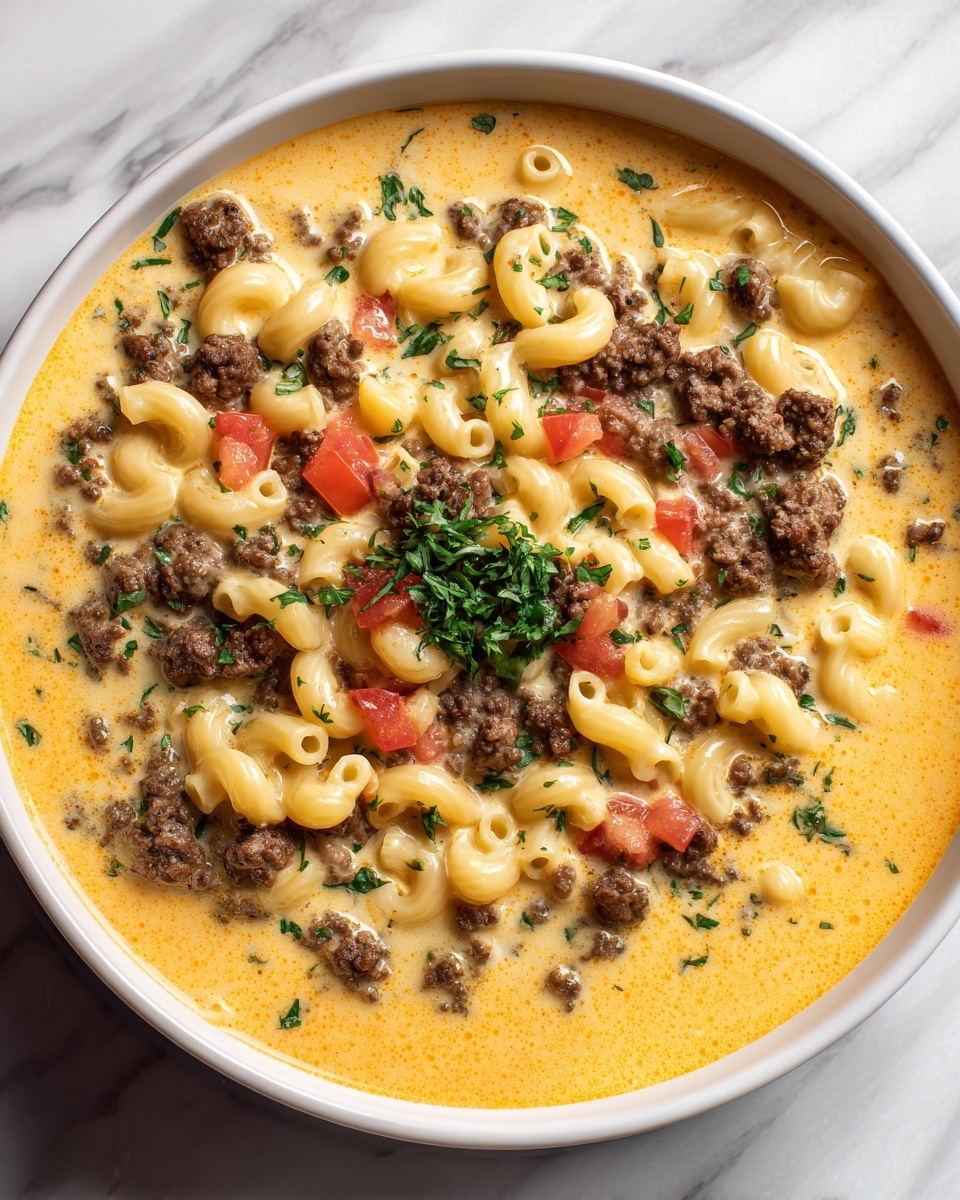 One-Pot Macaroni Cheeseburger Soup Recipe - Recipe Image