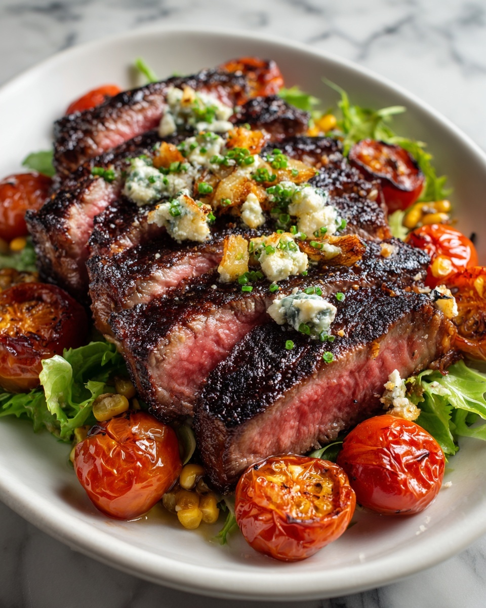 Balsamic Steak Gorgonzola Salad with Grilled Corn Recipe - Recipe Image