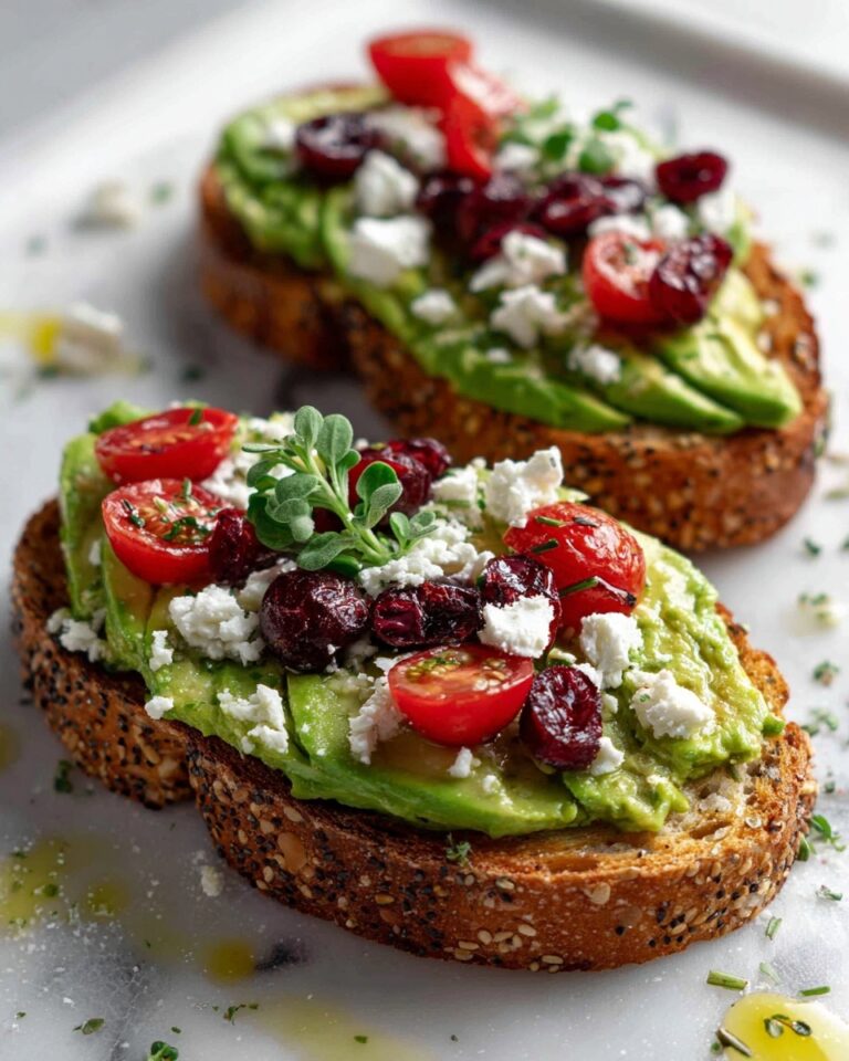 Avocado Feta Toast with Tomato, Cranberries & Olive Oil Recipe
