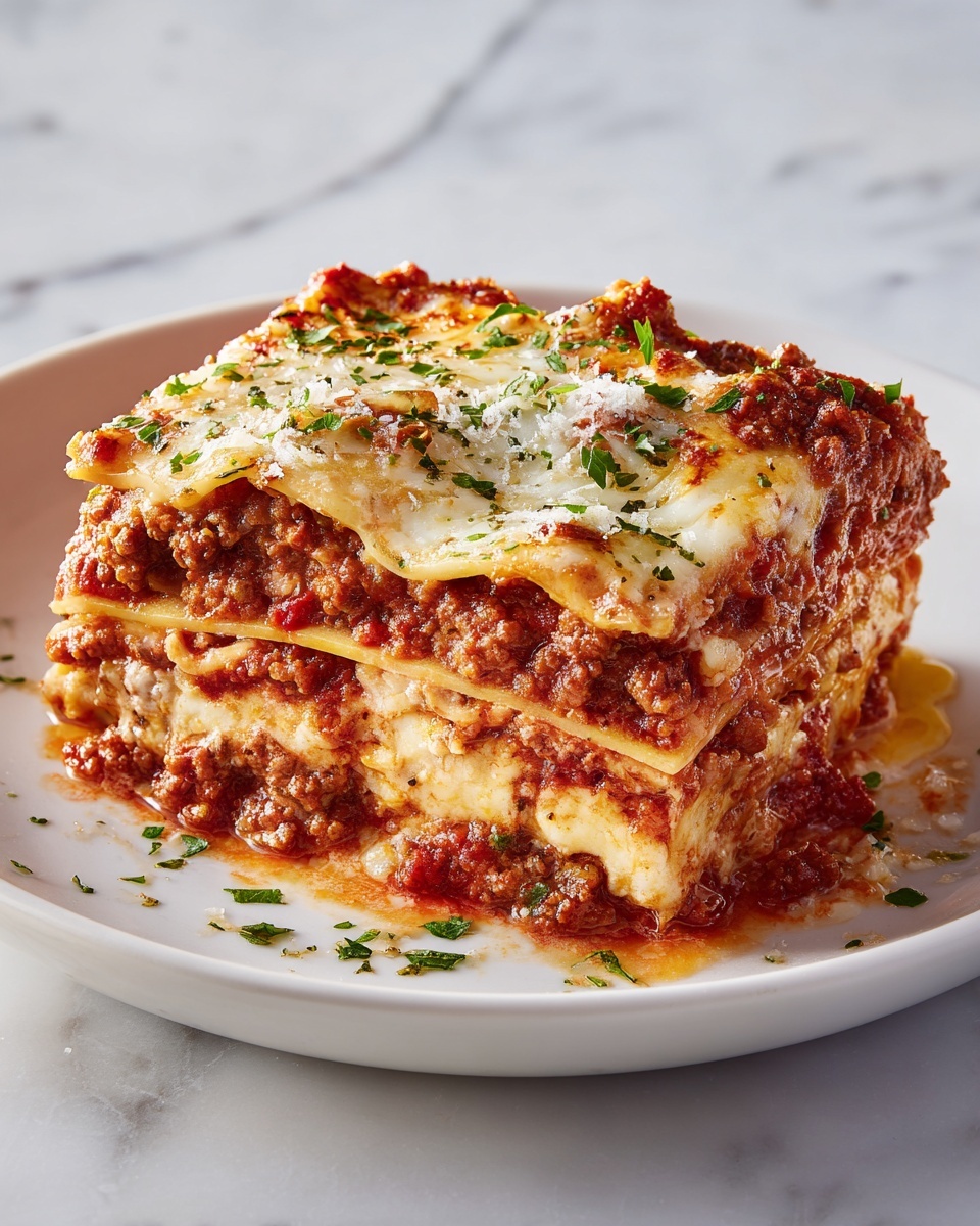 Easy Homemade Lasagna with Savory Meat Sauce Recipe - Recipe Image