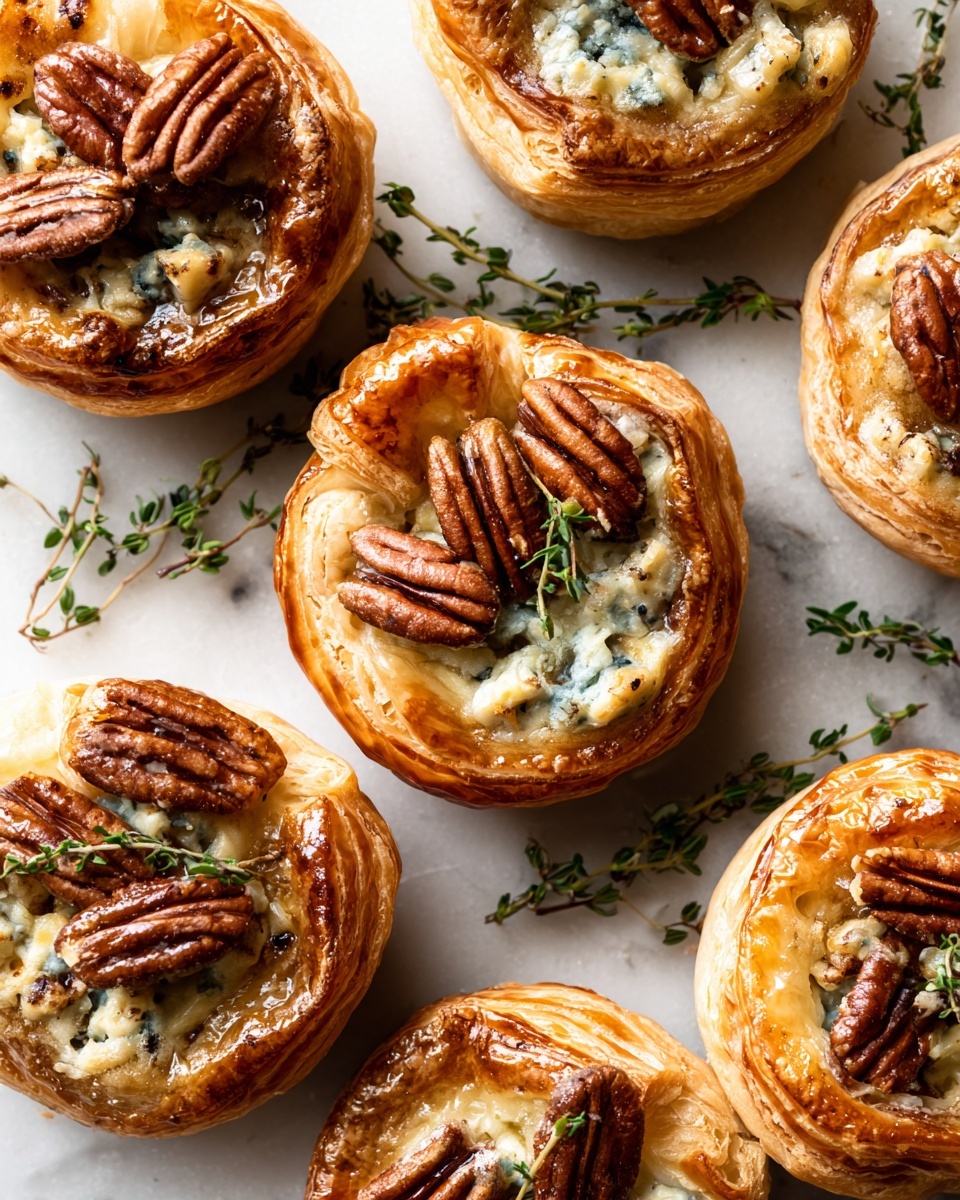 Blue Cheese, Walnut, and Thyme Pull-Apart Puff Pastry Twirl Recipe - Recipe Image