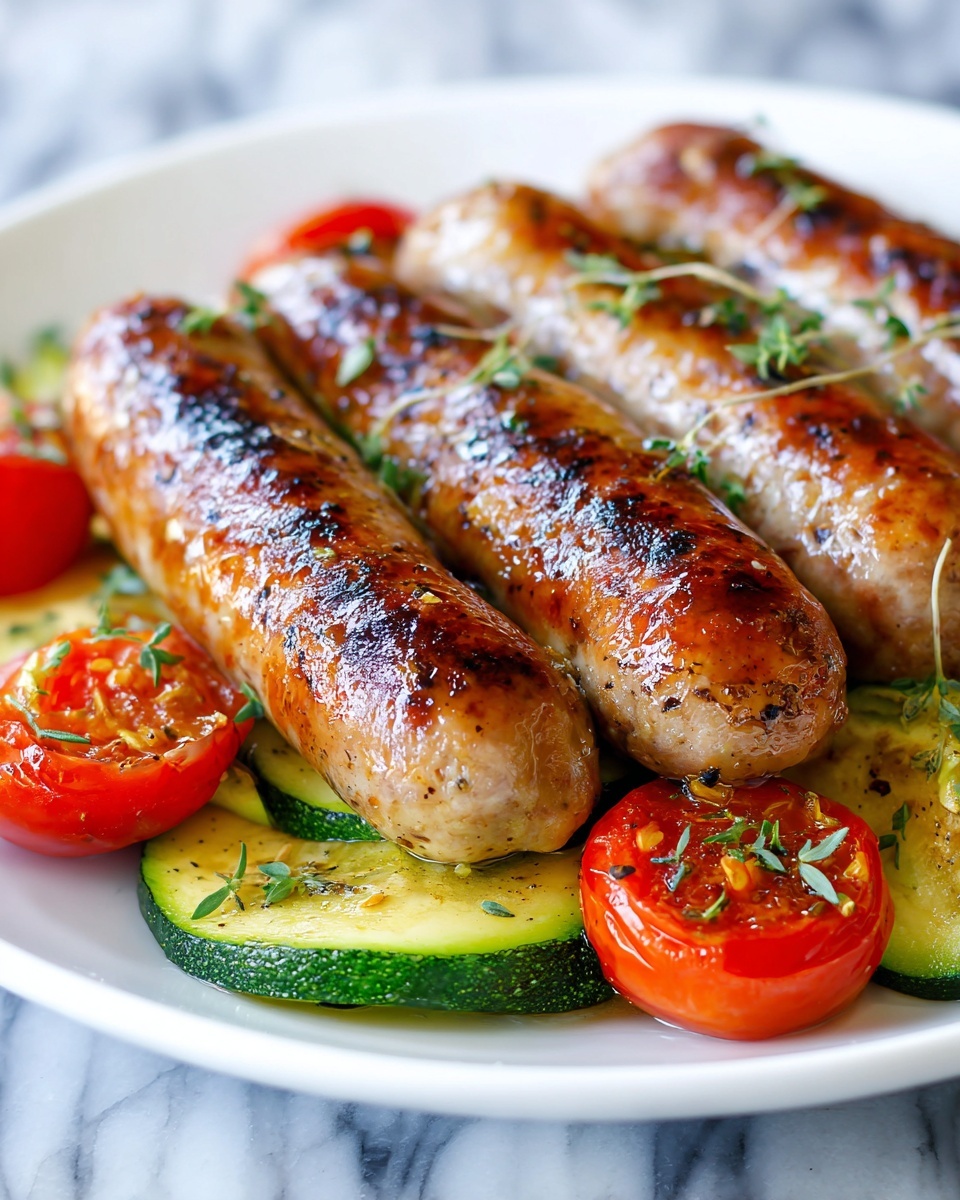 Chicken Sausages with Zucchini, Tomatoes & Pasta Recipe - Recipe Image
