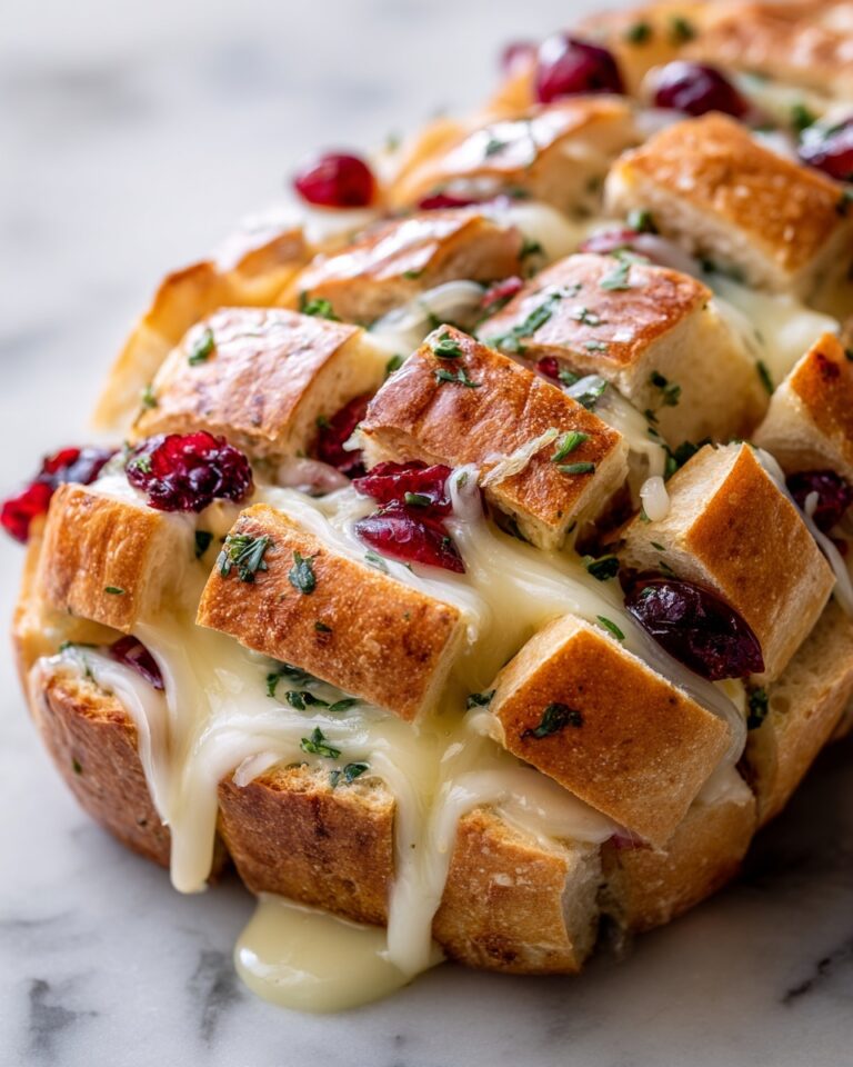 Garlic Herb Sourdough Bread Stuffed with Brie & Cranberry Recipe