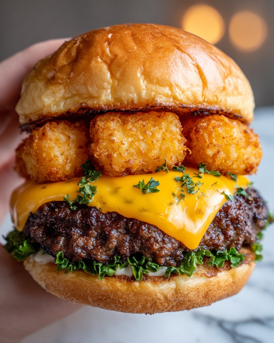 Mini Tater Tot Cheeseburgers Recipe - Recipe Image