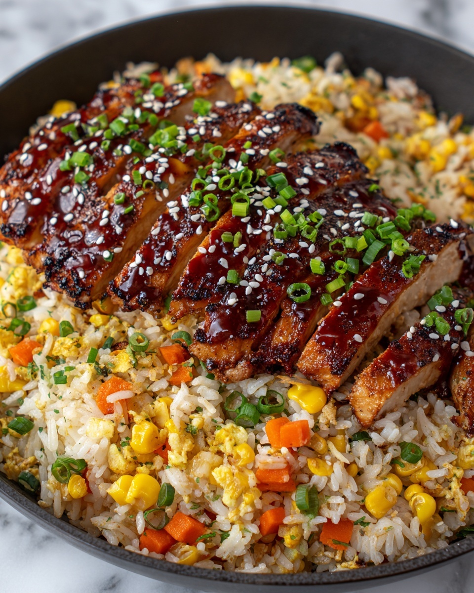 Sticky Garlic Chicken Fried Rice Recipe - Recipe Image