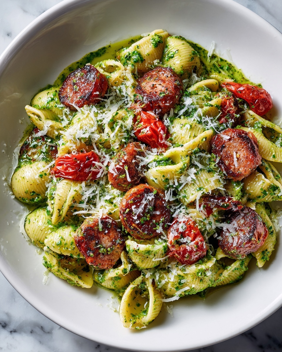 Easy Sausage Pesto Pasta for Weeknight Dinners Recipe - Recipe Image
