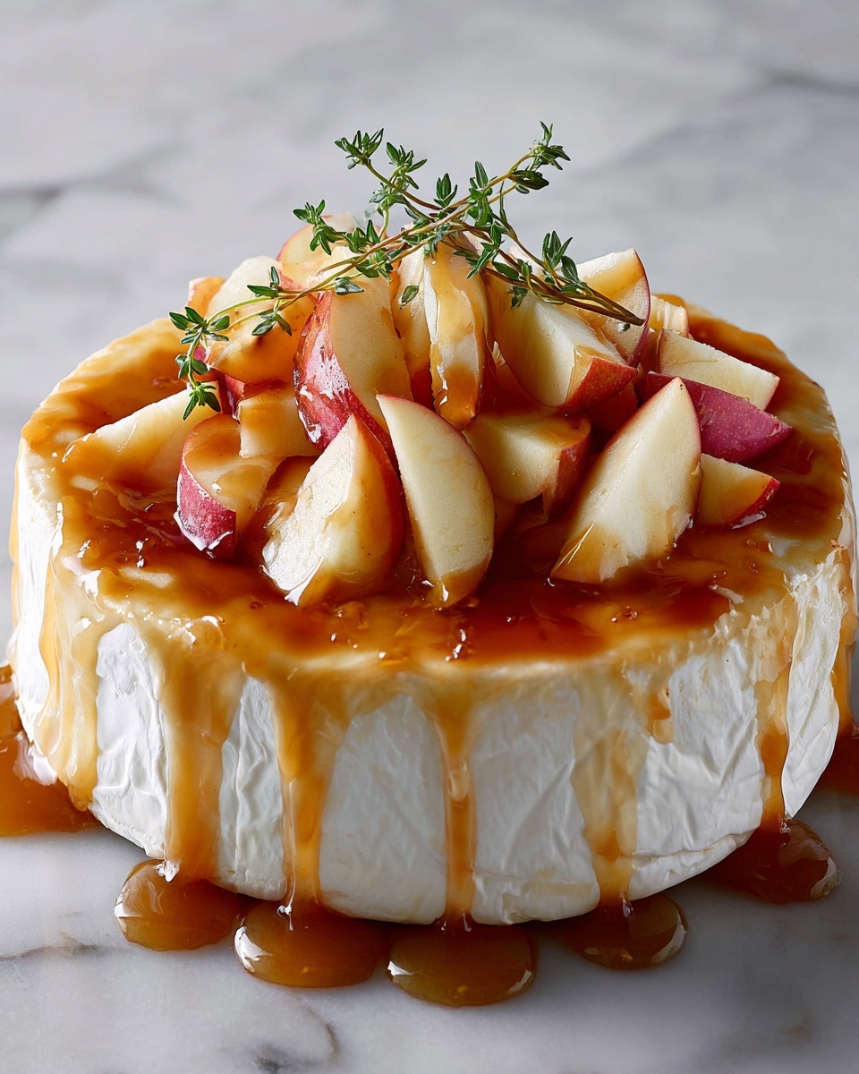 Golden Baked Brie with Caramelized Apples and Thyme Recipe - Recipe Image