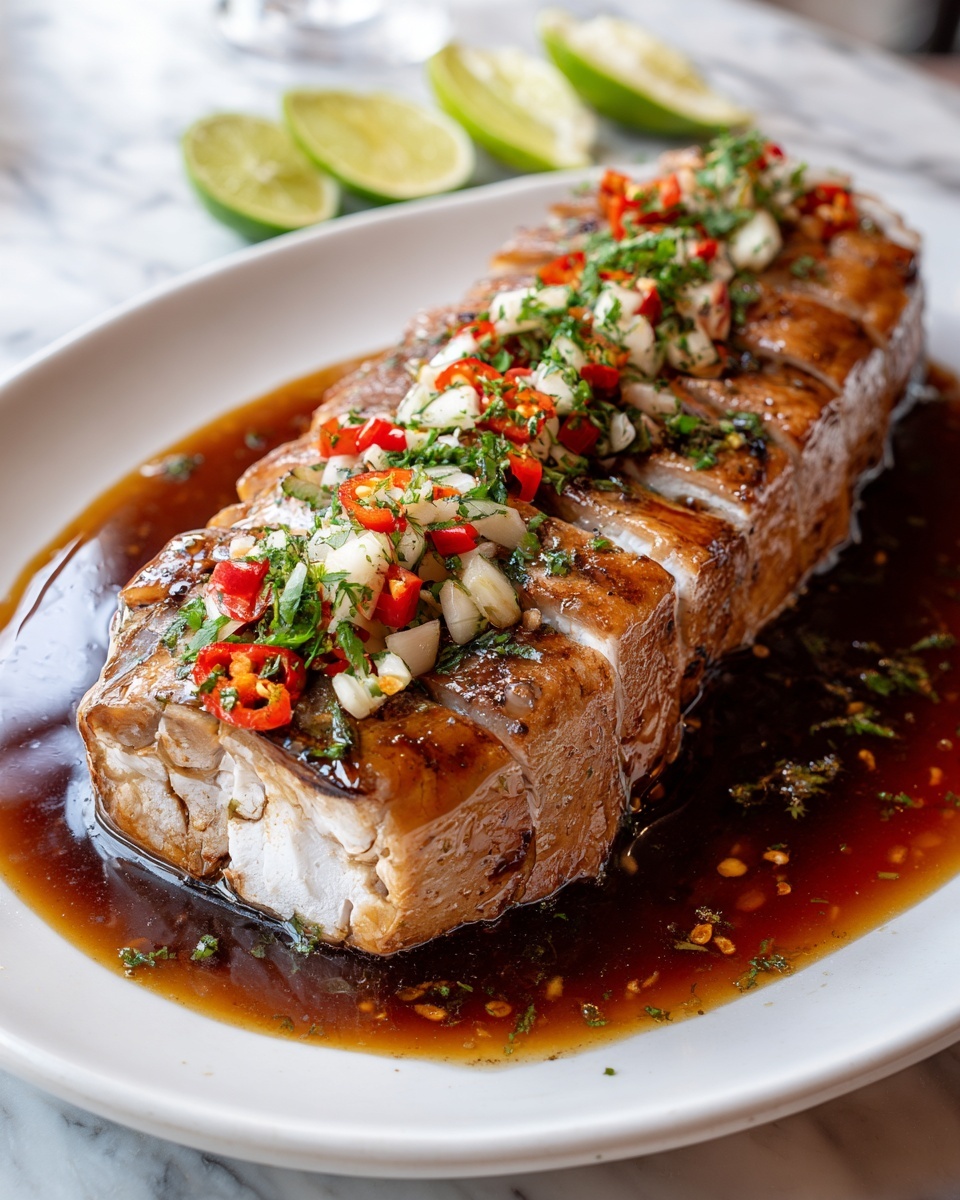 Thai Lime-Garlic Steamed Fish Recipe - Recipe Image