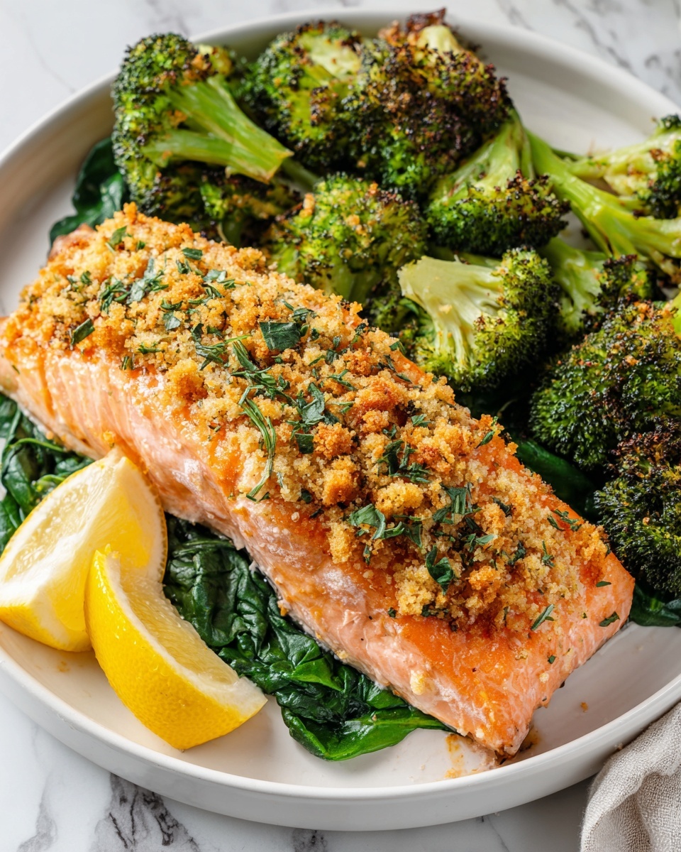 Shrimp-Stuffed Salmon with Spinach and Panko Breadcrumbs Recipe - Recipe Image