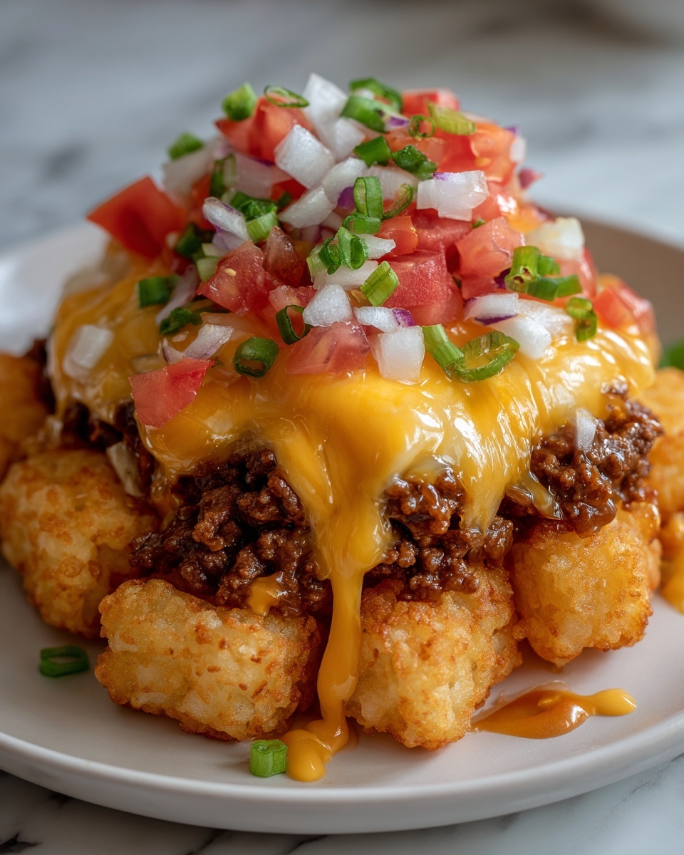 Cheeseburger Stuffed Tater Tot Cones with Colossal Cheese Volcano Recipe - Recipe Image