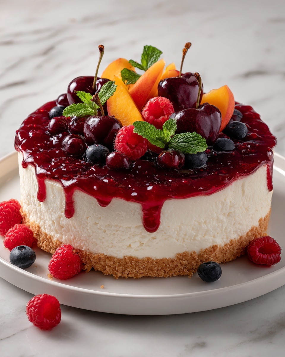 Summer Berry Peach Cheesecake: A Refreshing and Fruity Dessert Recipe - Recipe Image