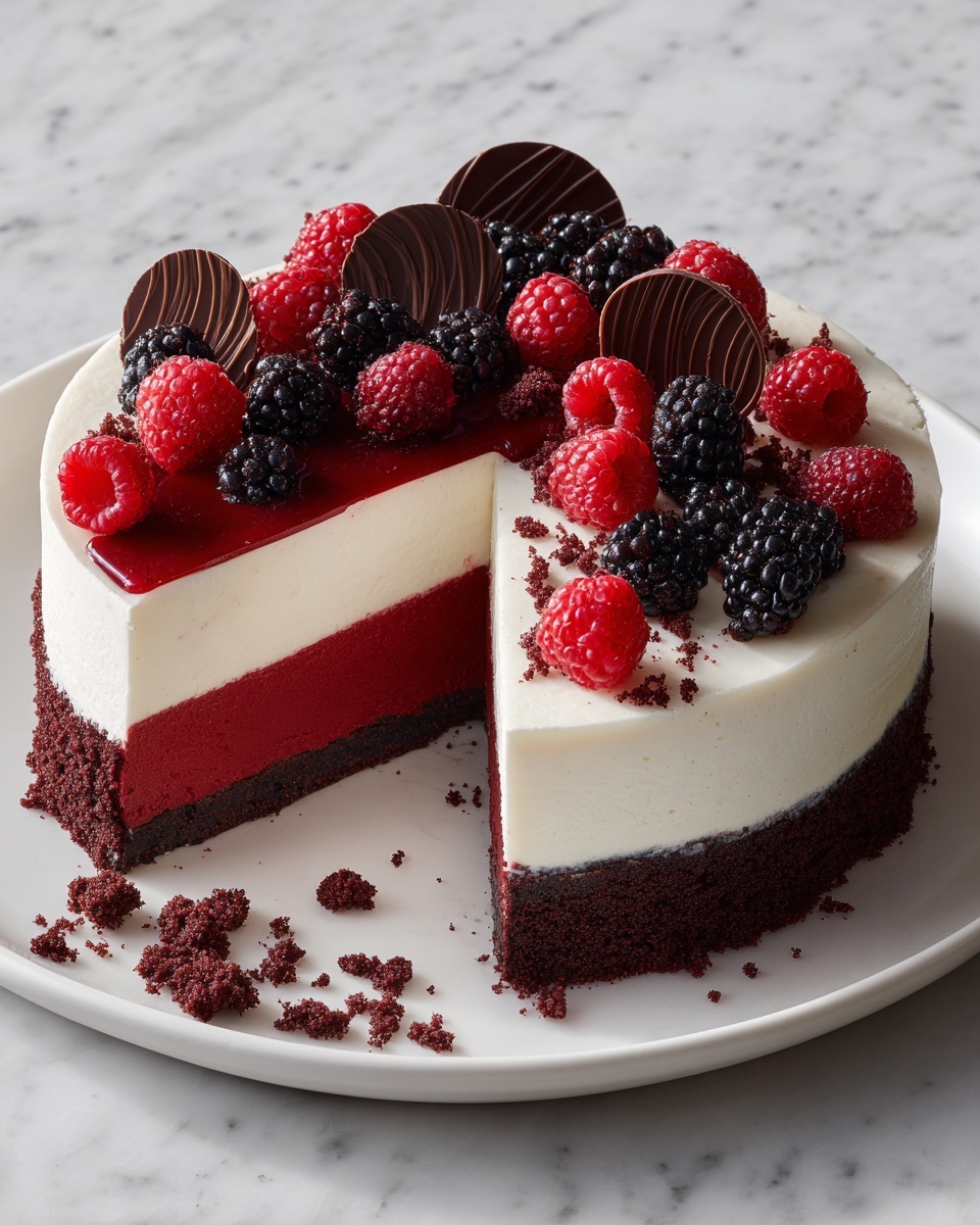 Cheesecake with Red Velvet Cookie Dough Recipe - Recipe Image