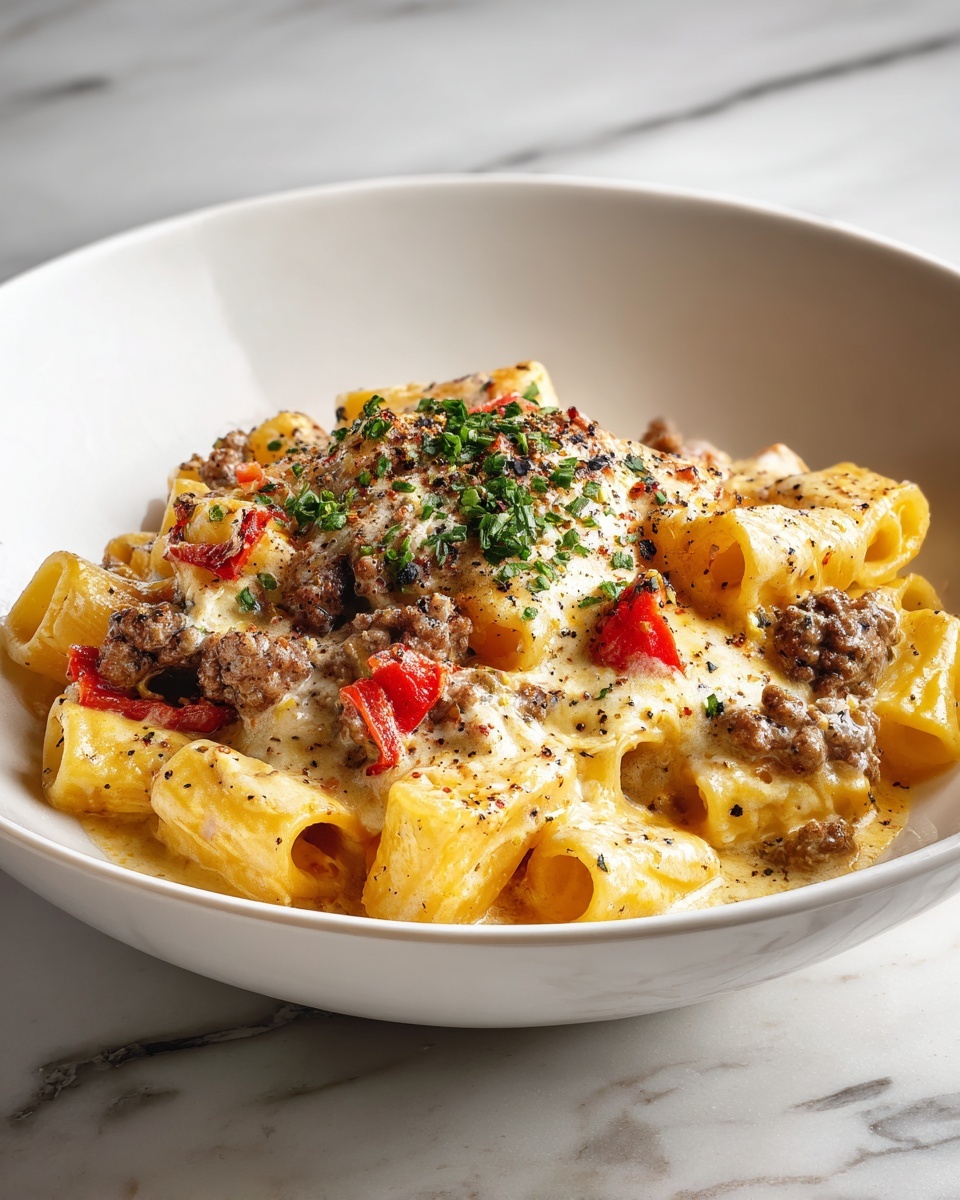 Classic Philly Cheesesteak Pasta Recipe - Recipe Image