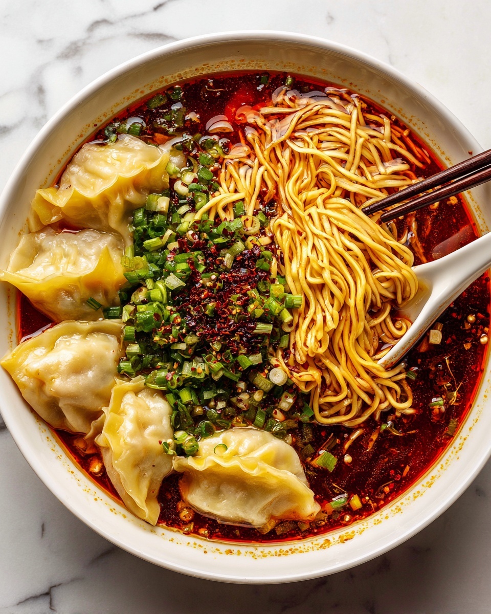 Hot and Sour Dumpling Noodle Soup Recipe - Recipe Image