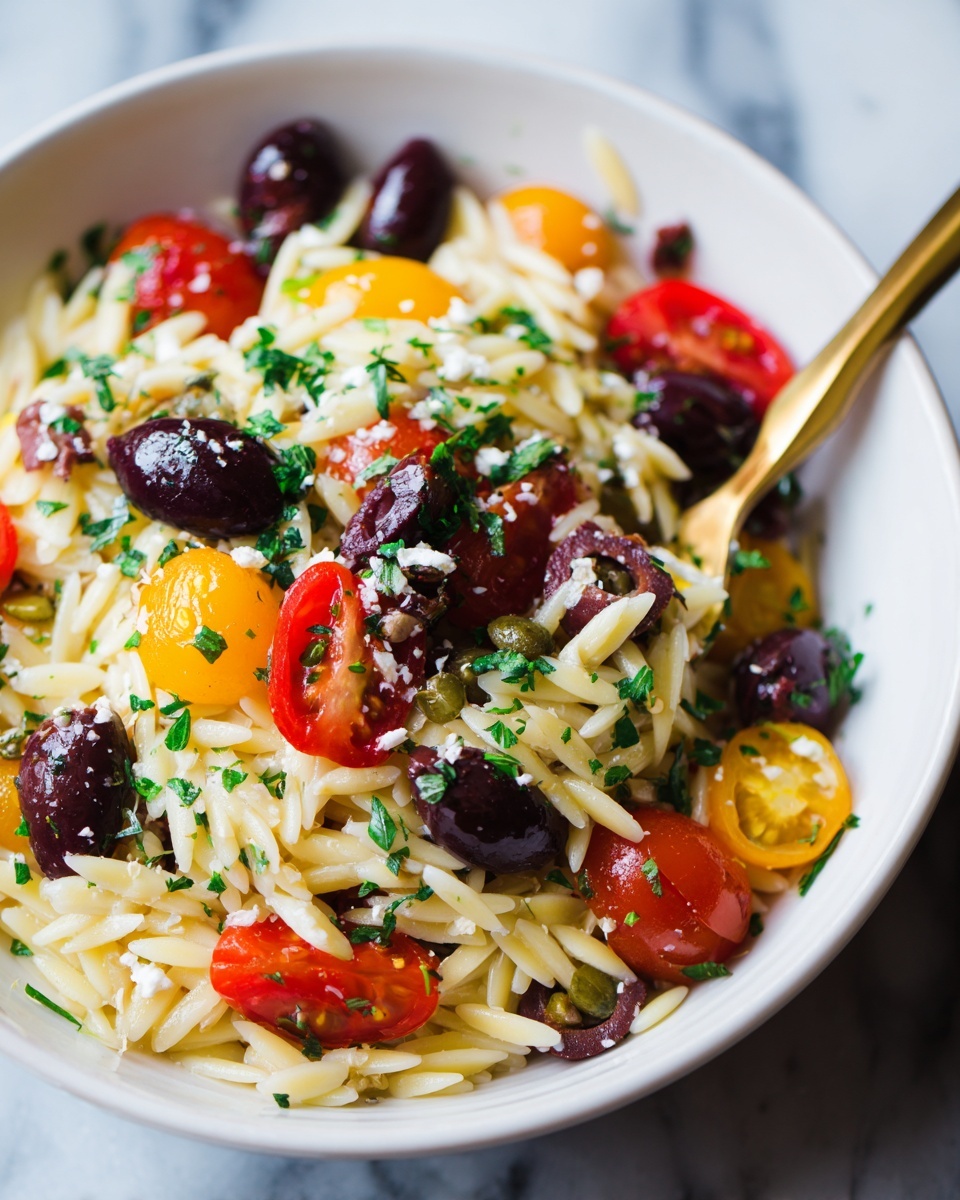 Orzo Pasta Salad with Cherry Tomatoes, Artichokes, Kalamata Olives, and Chicken Recipe - Recipe Image