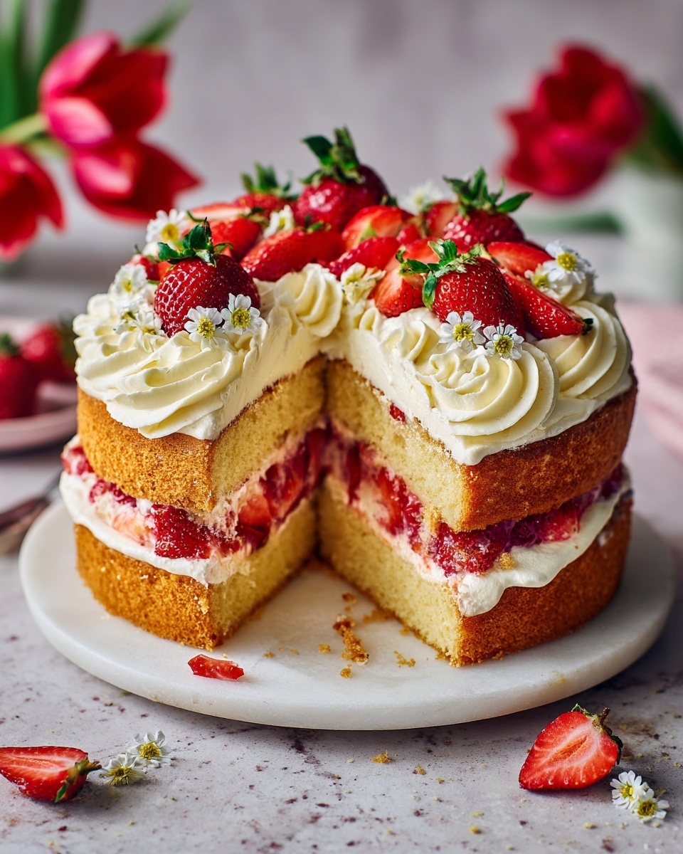 Vegan Strawberry and Cream Cake Recipe - Recipe Image