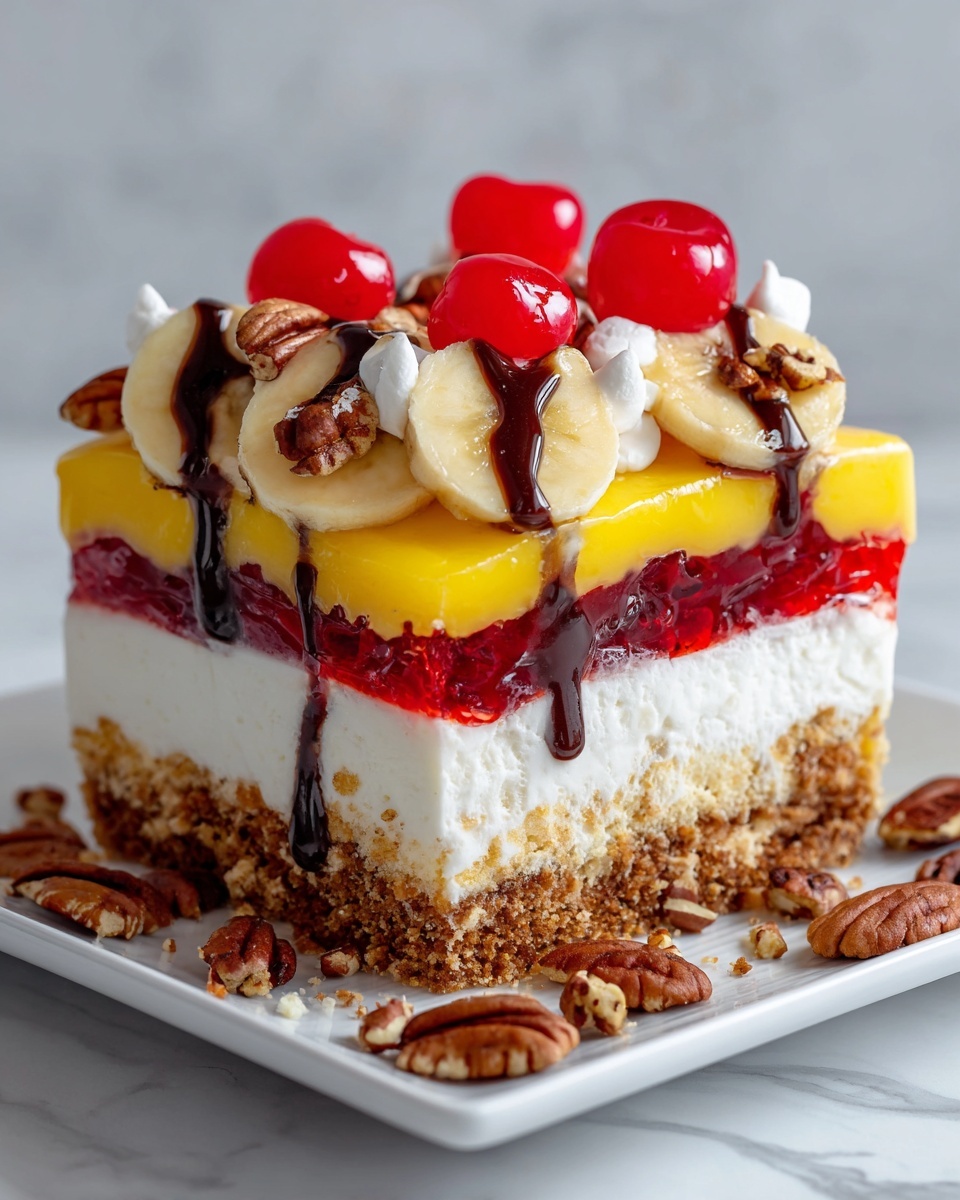 No-Bake Banana Split Cake Recipe - Recipe Image