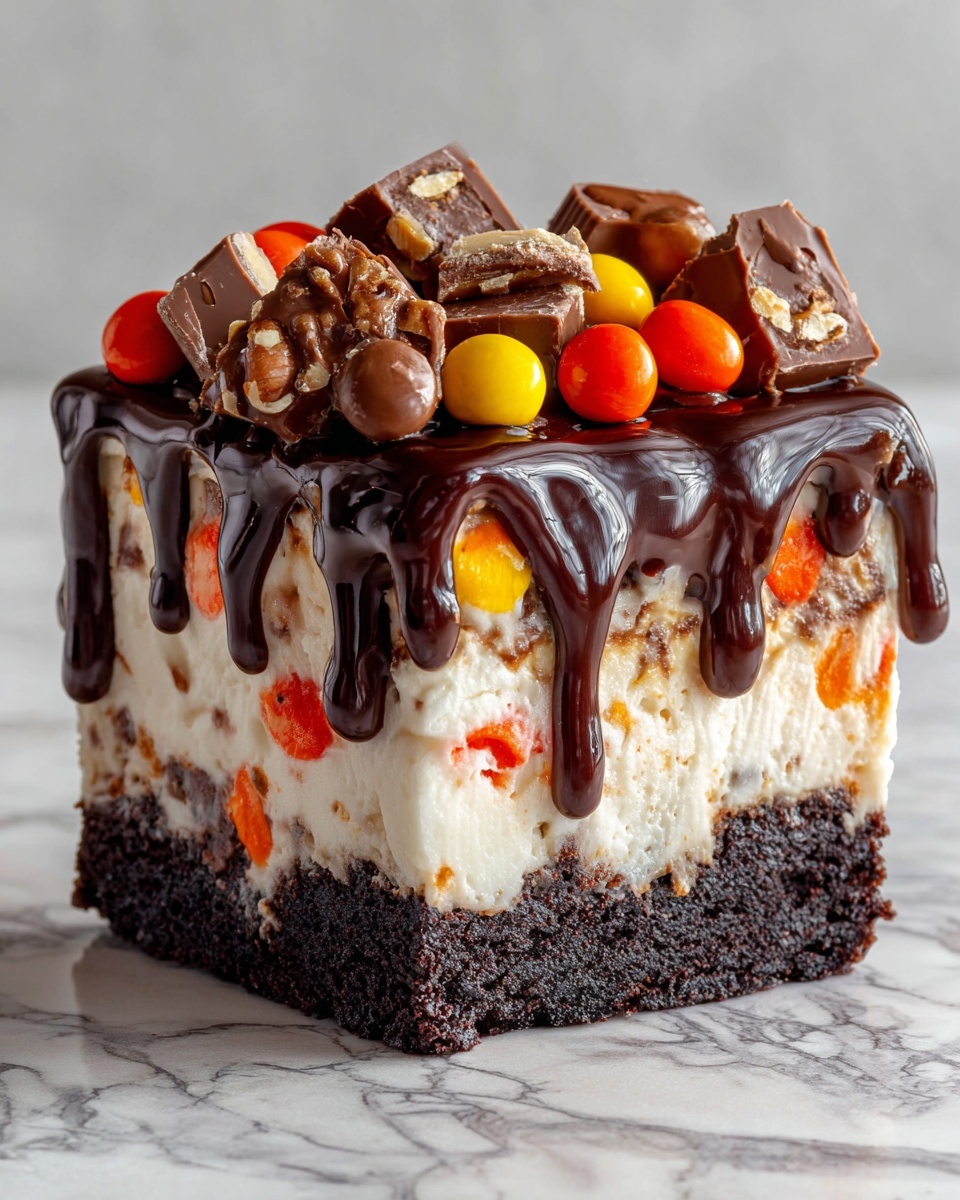 Chocolate Peanut Butter Candy Cheesecake Recipe - Recipe Image