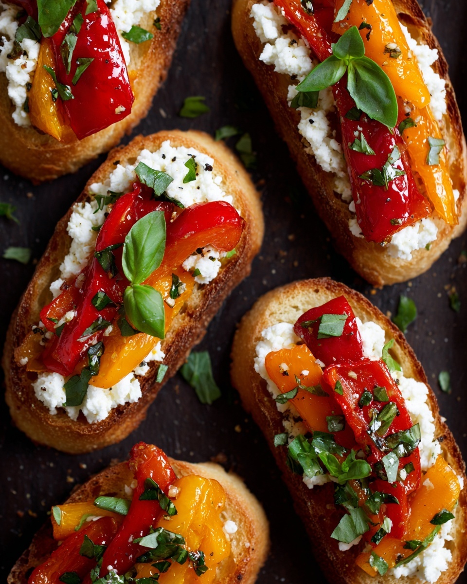 Roasted Red Pepper and Feta Bruschetta Recipe - Recipe Image