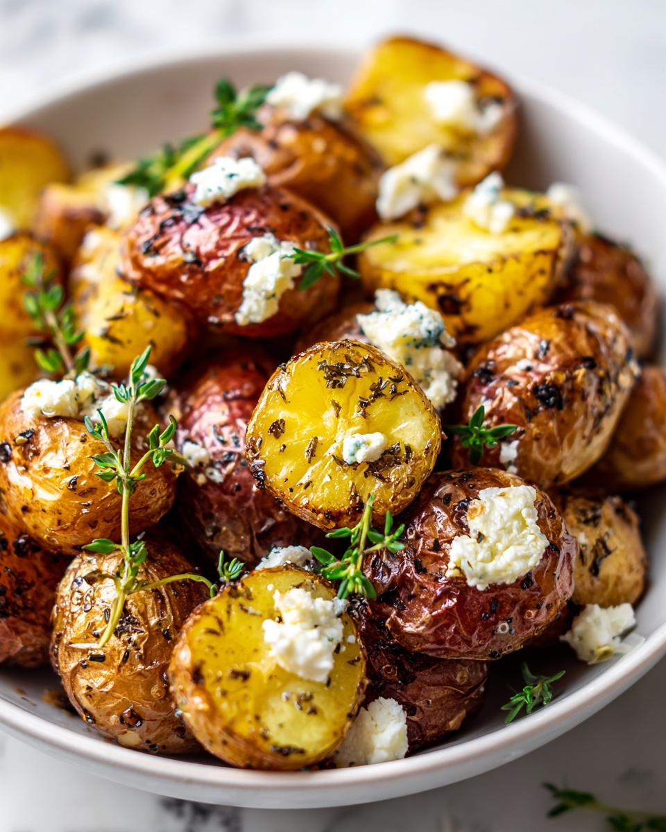 Roasted Potatoes with Baked Feta and Garlic Recipe - Recipe Image