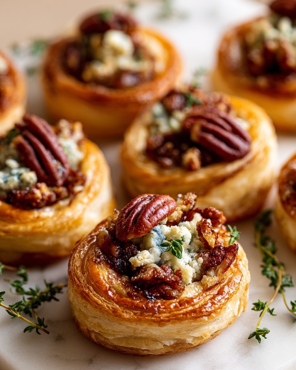 Blue Cheese, Walnut, and Thyme Pull-Apart Puff Pastry Twirl Recipe - Recipe Image