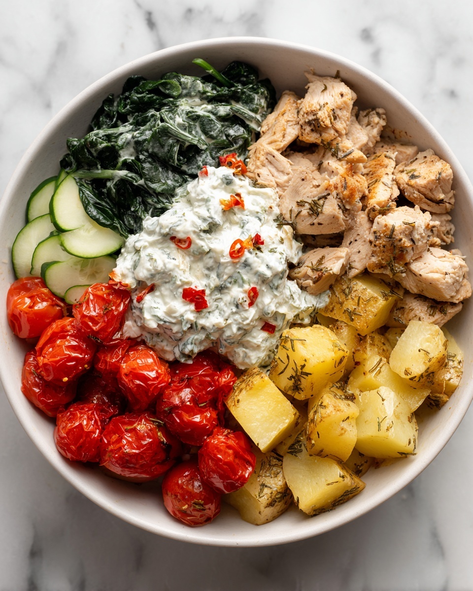 Loaded Greek Chicken Bowl with Dairy-Free Tzatziki Recipe - Recipe Image