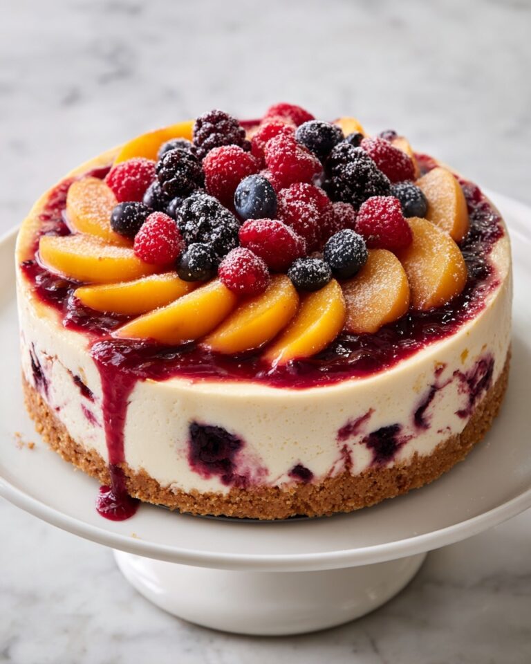Savory Summer Berry and Peach Cheesecake Recipe