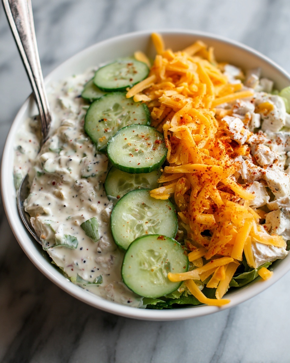 Cucumber Snack Bowl with Chicken, Cheese, and Avocado Lime Ranch Recipe - Recipe Image