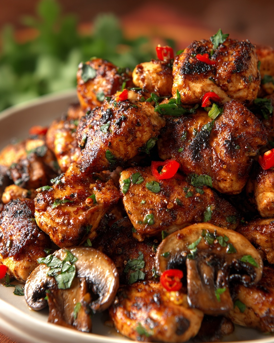 Garlic Mushroom Chicken Bites Recipe - Recipe Image