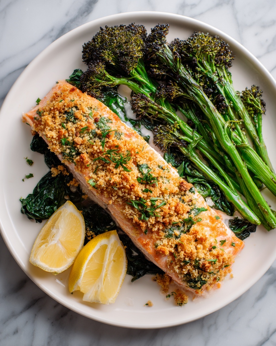 Shrimp-Stuffed Salmon with Spinach and Panko Breadcrumbs Recipe - Recipe Image
