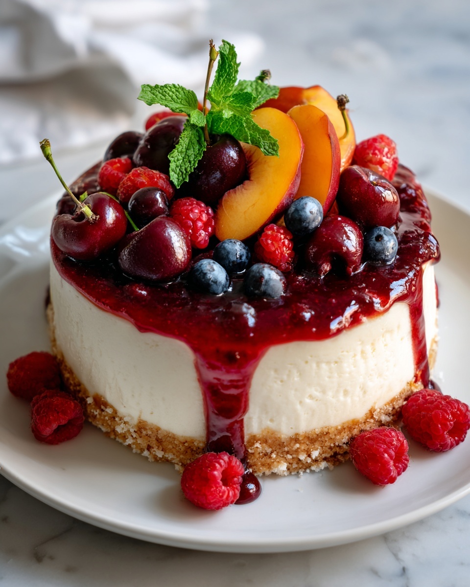Summer Berry Peach Cheesecake: A Refreshing and Fruity Dessert Recipe - Recipe Image