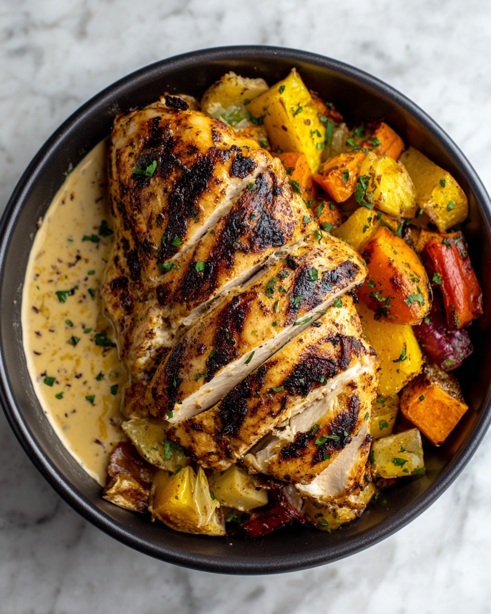 Honey Mustard Glazed Chicken with Roasted Vegetables Recipe - Recipe Image