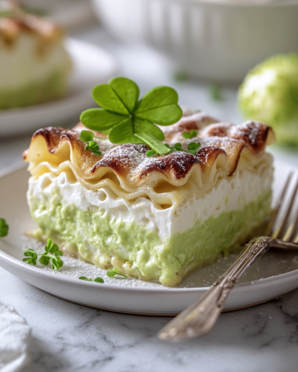 St. Patrick's Day Shamrock Lasagna Dessert Recipe - Recipe Image