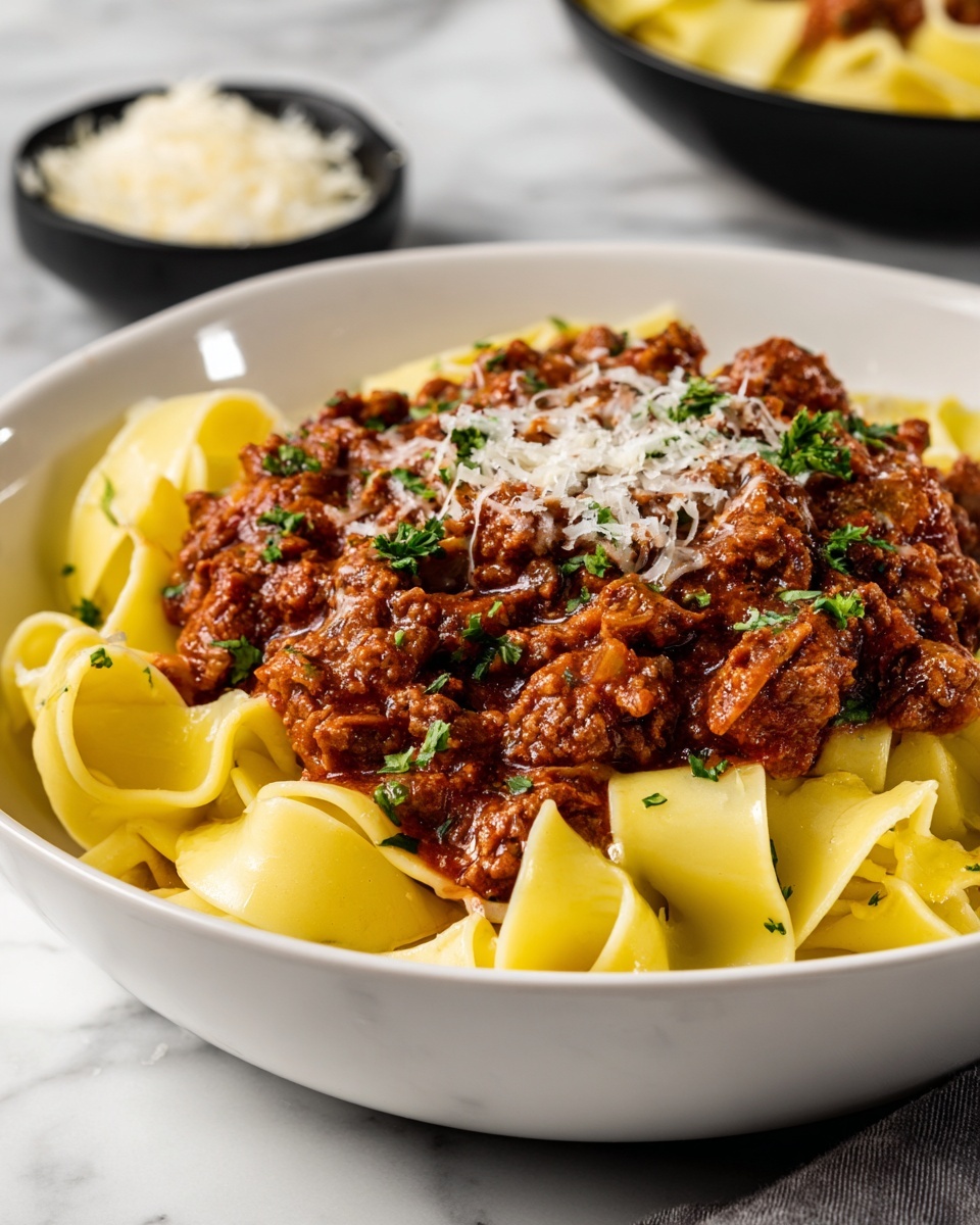 Short Rib Ragu with Pasta and Herb Garnish Recipe - Recipe Image