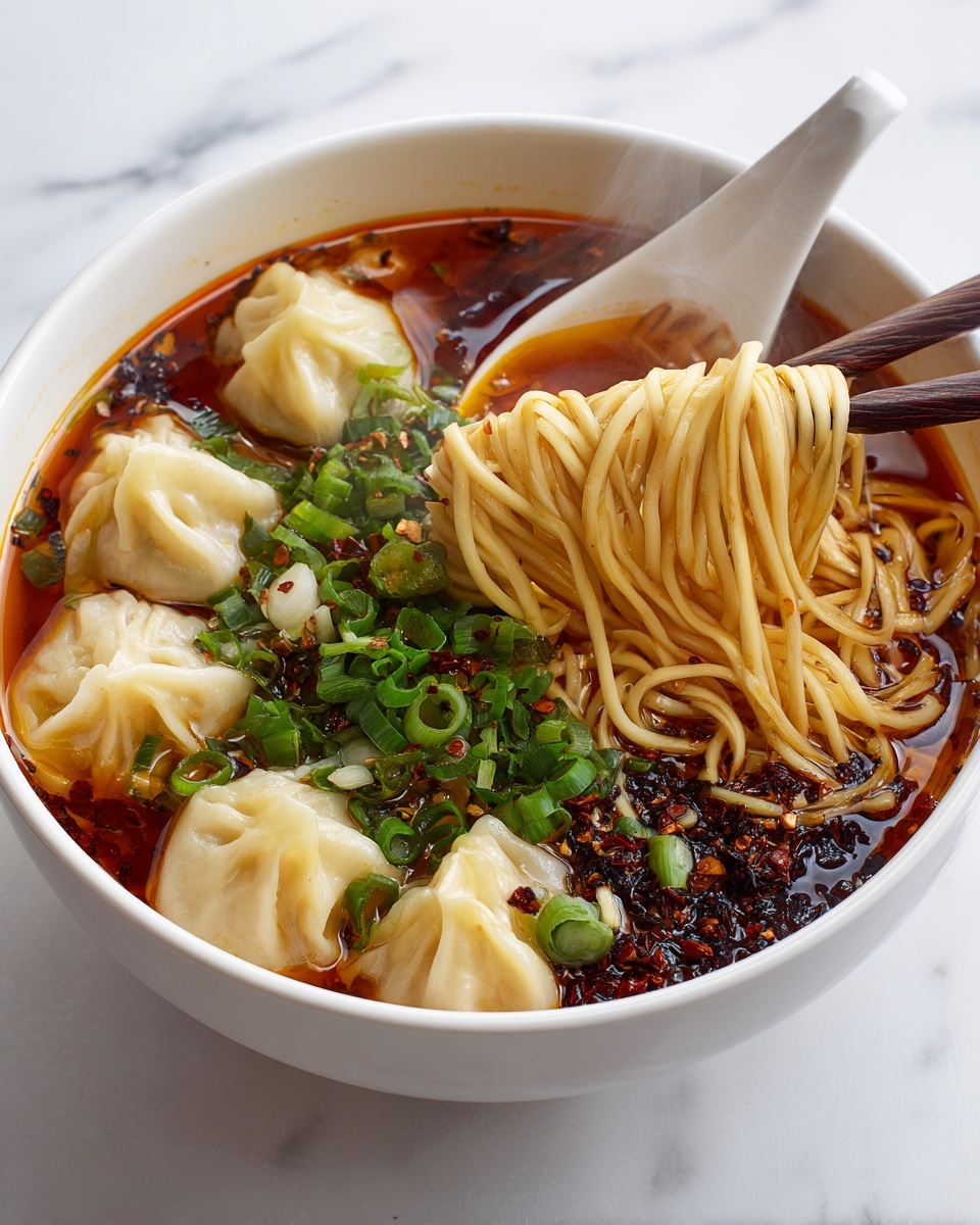 Hot and Sour Dumpling Noodle Soup Recipe - Recipe Image