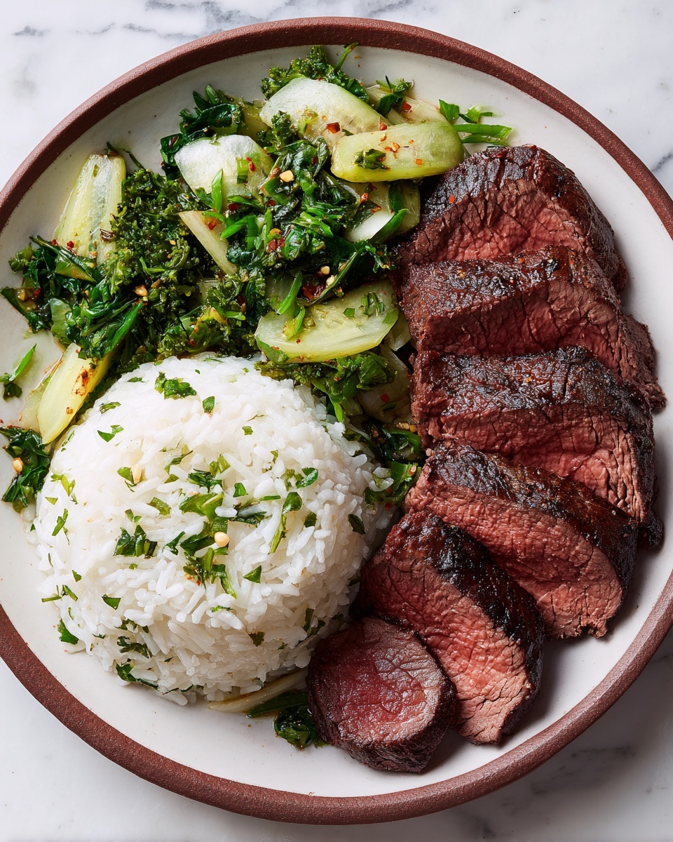 Herby Lemon Garlic Steak and Rice Recipe - Recipe Image