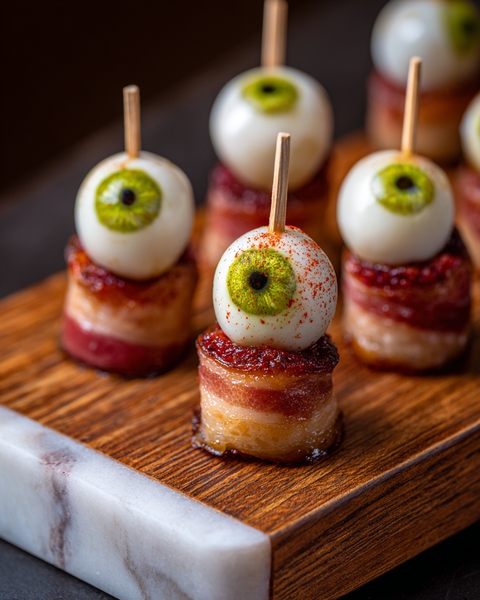 Creepy-Cute Skewered Beef Salami Eyeballs Recipe - Recipe Image
