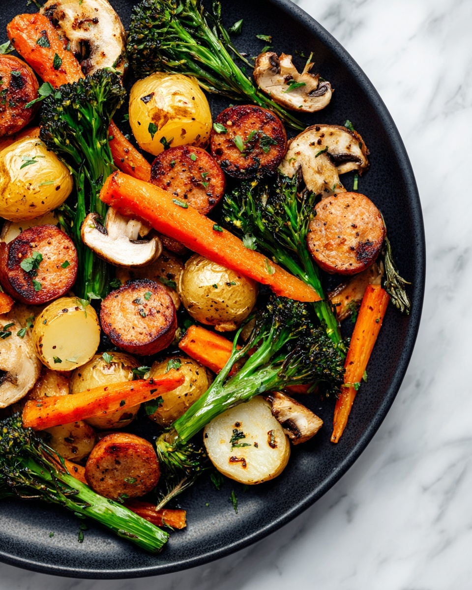 One Pan Baked Italian Sausage and Veggies Recipe - Recipe Image