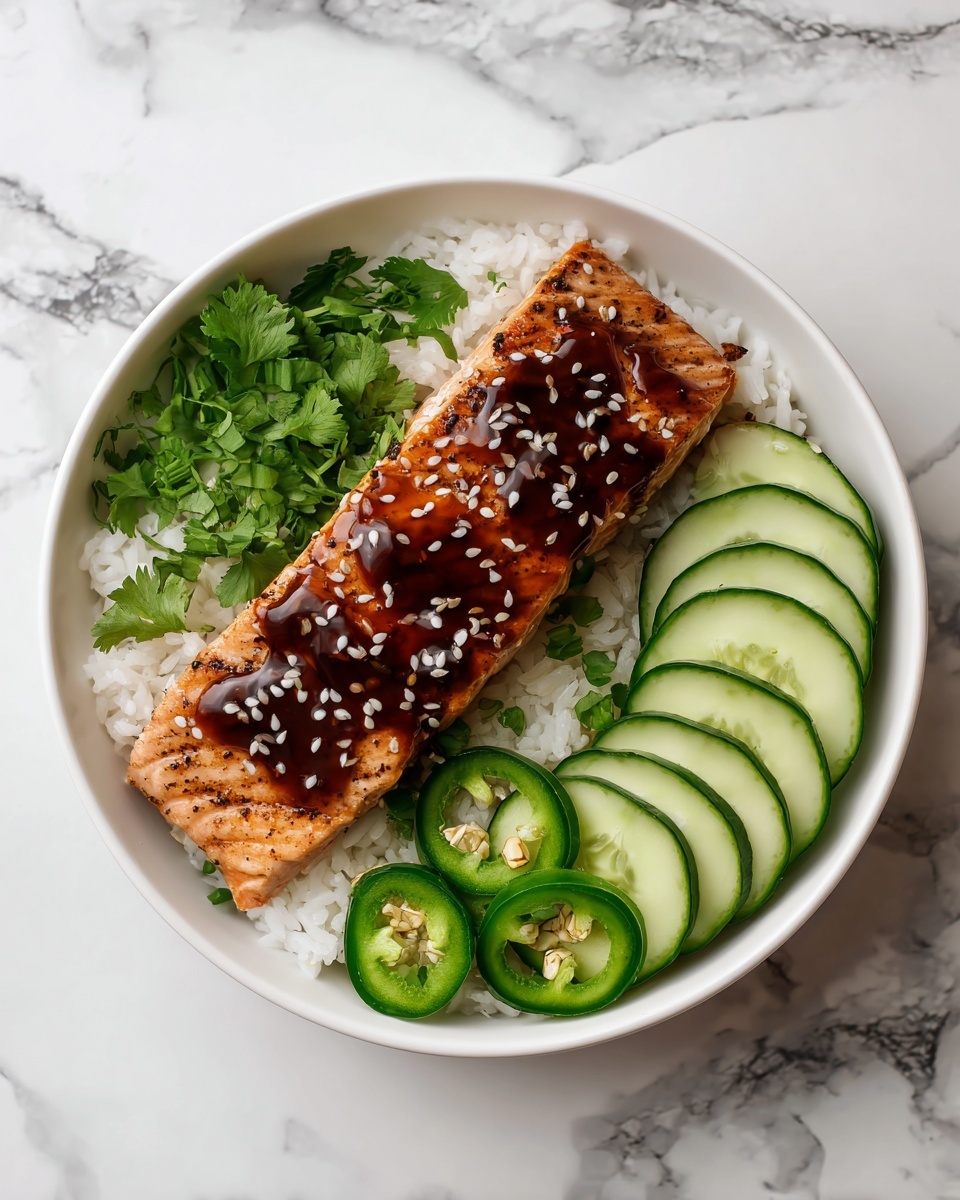 Crunchy Brown Rice Salmon Bowls with Herbed Tahini Dressing Recipe - Recipe Image