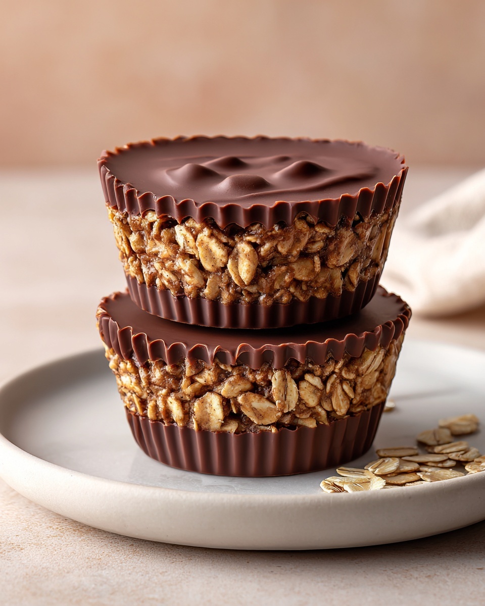 Easy No-Bake Peanut Butter Oat Cups with Chocolate Topping Recipe - Recipe Image